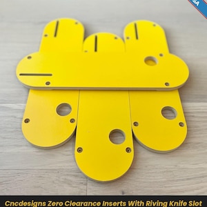 Zero Clearance Inserts (4 Pack) with riving knife slot for Dewalt 744, 745, 746, 7480, 7490, 7491, 7491RS, 7492 AND 7499; US Made