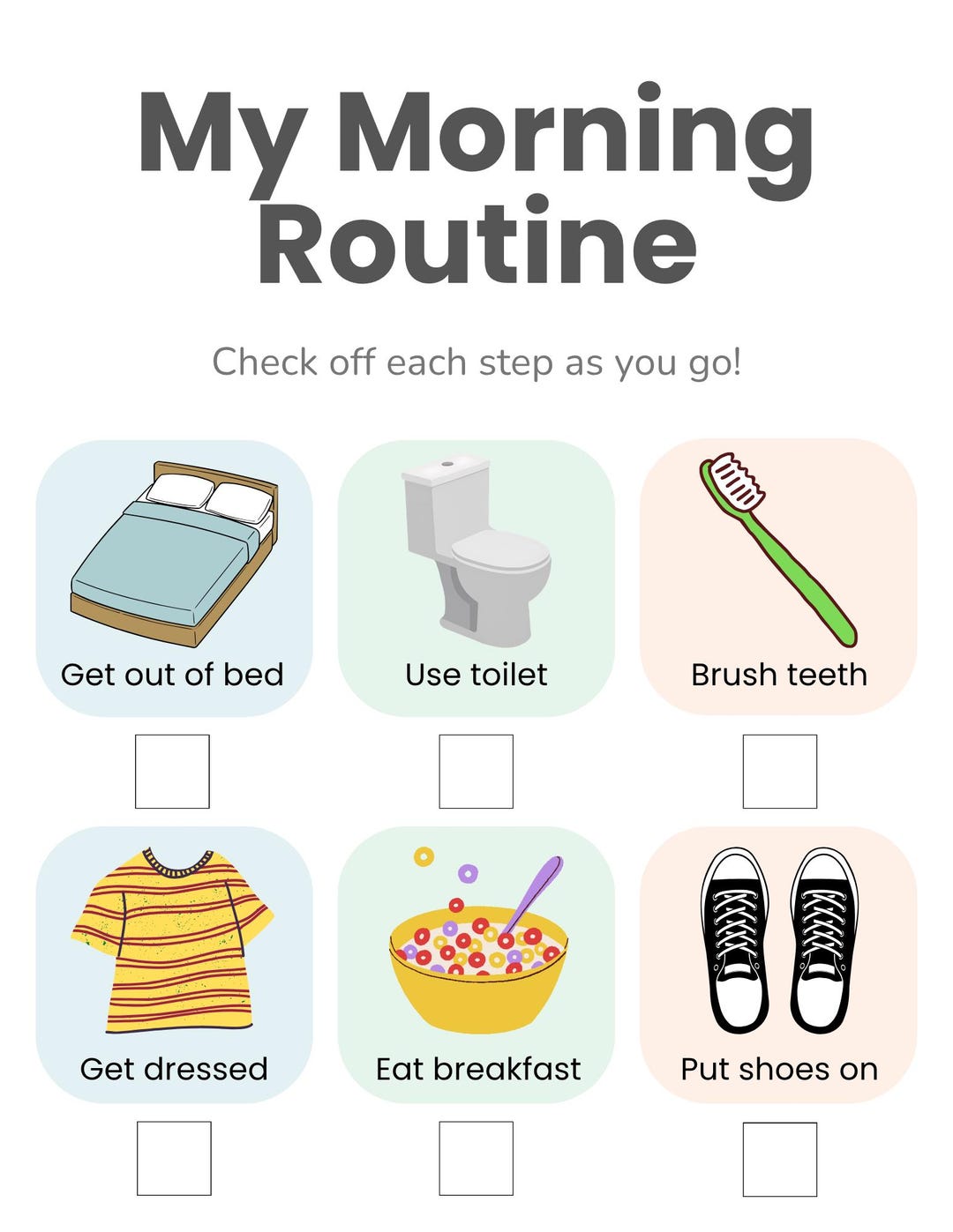 Kids Morning Routine Chart | Visual Daily Schedule for School ...