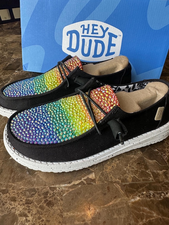 Customizable Blinged Rainbow Hey Dudes - Etsy display picture 3