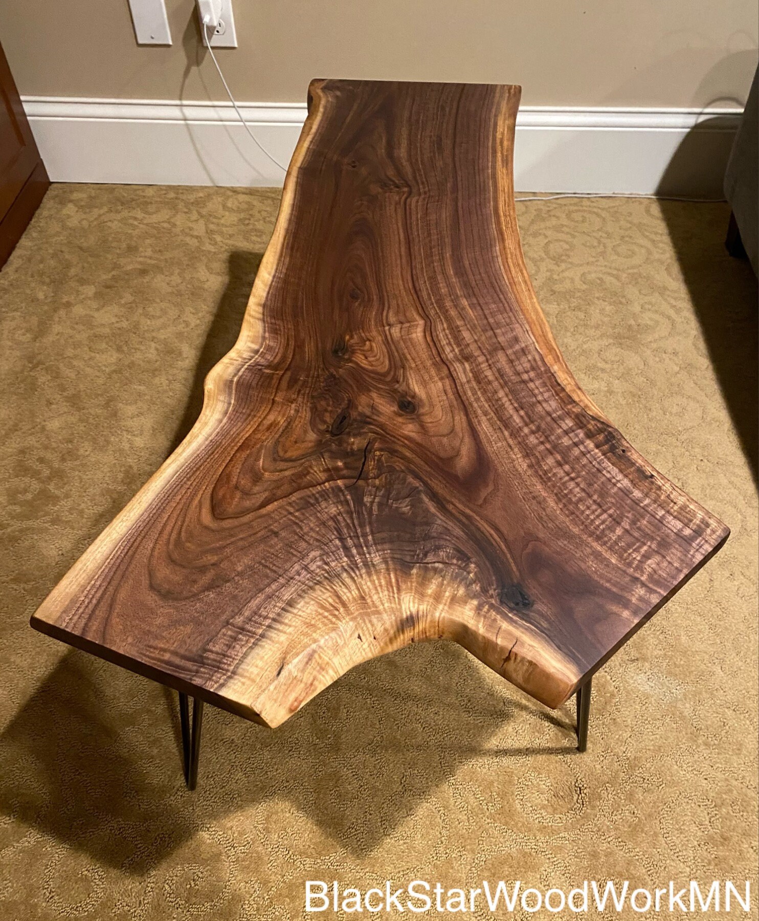 Handmade Live Edge Black Walnut Coffee Table | Walnut Slab Coffee