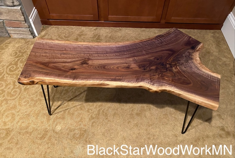 Handmade Live Edge Black Walnut Coffee Table Walnut Slab Etsy
