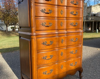 Pick your color! Rare Stick, Baer and Fuller Vintage Tall Chest Dresser | Buy with the color of your choice! | French provincial style |