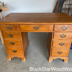 Pick your color! Conant Ball Furniture Makers 1852 Vintage Maple Kneehole Desk | Customizable | Buy with the color of your choice.