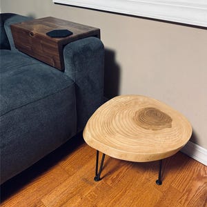 Handcrafted Ash Wood Cookie Slab Side Table with Hairpin Legs | Handmade Furniture for Living Room and Office | Made to order