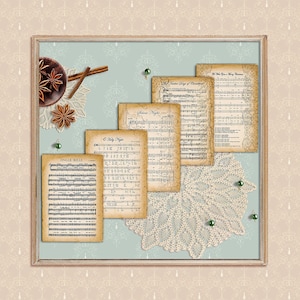 Christmas Songs PRINTS DIGITAL Vintage Christmas Song Music Sheet Collage Sheets Download Minimaist Christmas Decor