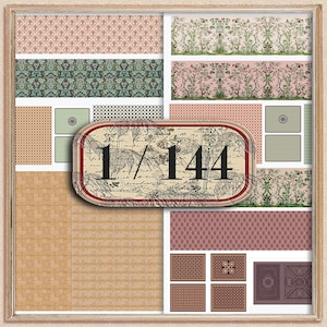 1:144 Scale Dollhouse Wallpaper & Flooring Set (Digital Download)