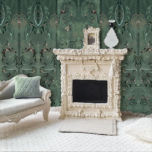 Dollhouse Wallpaper Dark Green 1 : 12 scale Easy Download Prints US LETTER Size 8.5x11" and 11x14" image 3