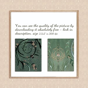 Dollhouse Wallpaper Dark Green 1 : 12 scale Easy Download Prints US LETTER Size 8.5x11" and 11x14" image 4