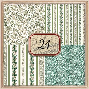 24 Morris Dollhouse Wallpaper Green Blue 1 12 scale Digital dolls house wallpaper SET of 24