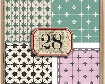 Láminas para suelos de baldosas de casa de muñecas: escala 1/12, estilo vintage (descarga digital)
