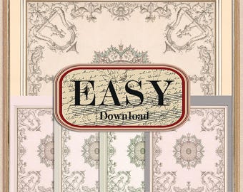 Dollhouse Ceiling Wallpaper: Vintage Pastel Prints (Digital Download)