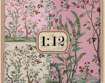 Dollhouse Wallpaper: 10 Forest Tree Prints, 1∶12 Scale (Digital Download)