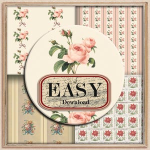 Poppenhuisbehang: 11 x 17 inch: vintage miniatuurafdrukken (digitale download)