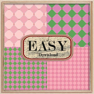 5 DOLLHOUSE Flooring Tiles Pink Blue Green Printable Floor 1/12 Prints Easy Download