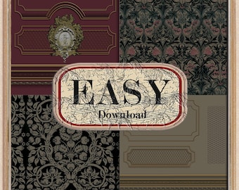 Victorian Dollhouse interiors (Digital Download wallpaper)