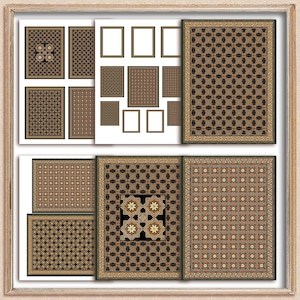 ALFOMBRAS para casa de muñecas a escala 1/12 1/24, imprimibles, papel para piso OSCURO, paneles digitales, tamaño carta de EE. UU.