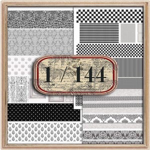 1-144th scale Dollhouse Wallpaper Black and White floor SET of 3 Sheets Easy Download