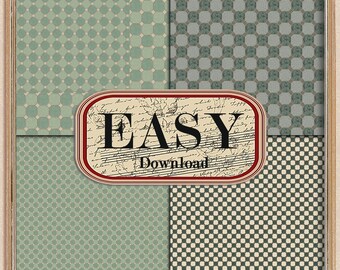 5 Azulejos para casa de muñecas, escala 1:12, PISO, Papel tapiz verde, Impresiones fáciles de descargar, Tamaño CARTA EE. UU. 8,5 x 11", Juego de 5 hojas