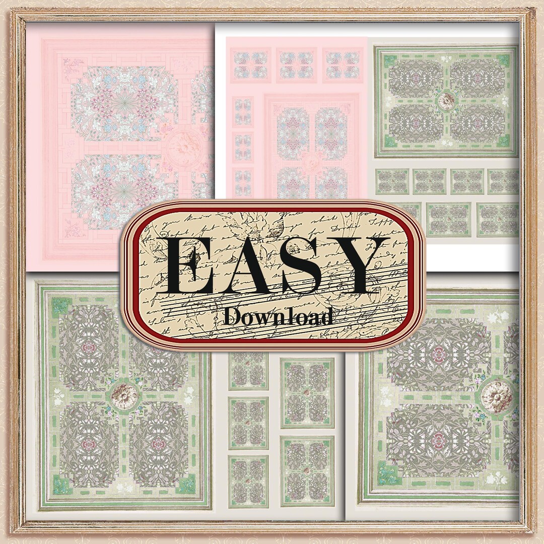5 MORRIS Dollhouse RUGS Printable Texture Paper Pink Green 1/12 1/24 ...