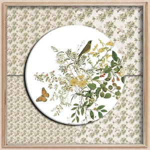 6 Floral Dollhouse Wallpaper 1 : 12 scale Easy Download Prints US LETTER Size 8.5x11&quot; with Birds Berries Antique dollhouse