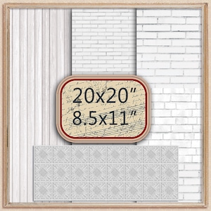 7 Dollhouse White Shiplap Wooden Planks Tabloid Miniature Parquet Wallpaper Printable Download BRICKS Model Homes Wood Walls Digital Papers