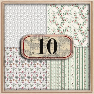 Dollhouse Wallpaper Light 1:12 scale Digital Dolls House Wallpaper, Borders,  SET of 10