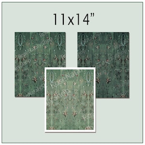 Dollhouse Wallpaper Dark Green 1 : 12 scale Easy Download Prints US LETTER Size 8.5x11" and 11x14" image 7
