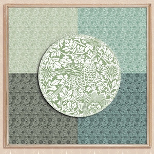 William Morris Birds Dollhouse Wallpaper: Vintage Green Floral Prints (Digital Download)
