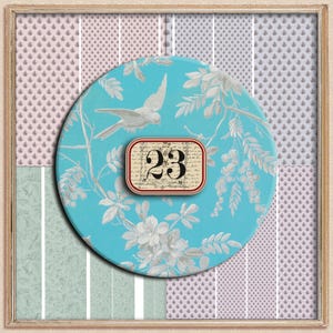 23 paneles de papel tapiz para casa de muñecas imprimibles con bordes de flores y pájaros en azul, verde salvia, 20 x 20" y 8,5 x 11" en tamaño carta de EE. UU.
