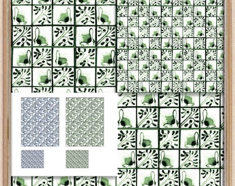 Papel pintado de azulejos para casa de muñecas Morris Swan: imprimible a escala 1/12 (descarga digital)