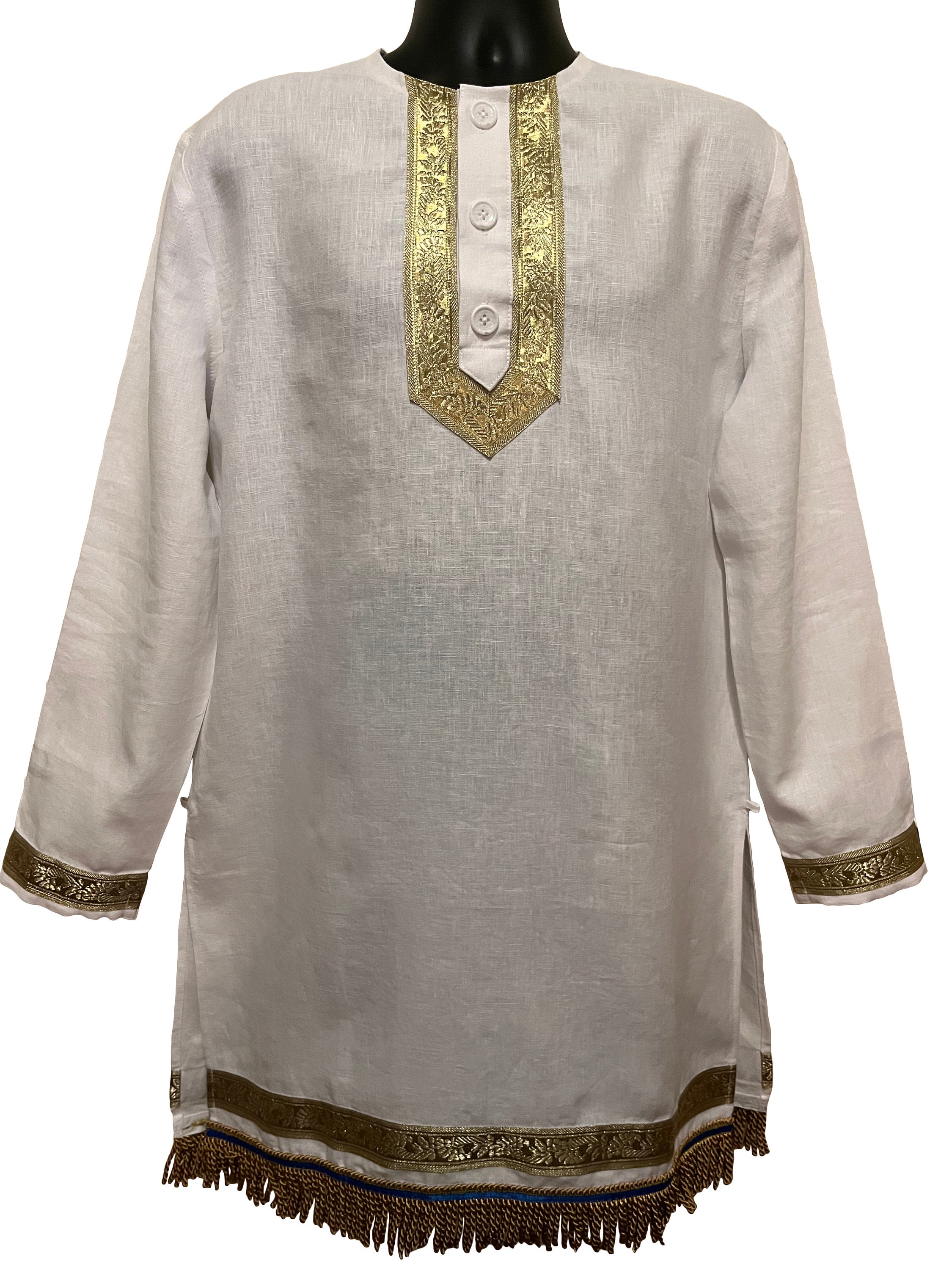 100% Linen Men's Tunic Top (Fringes: Optional)