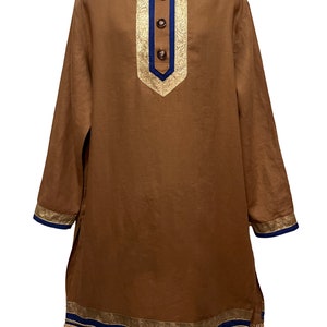 100% Linen Men's Tunic Top (Fringes: Optional)