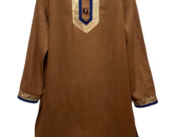 100% Linen Men&#39;s Tunic Top (Fringes: Optional)