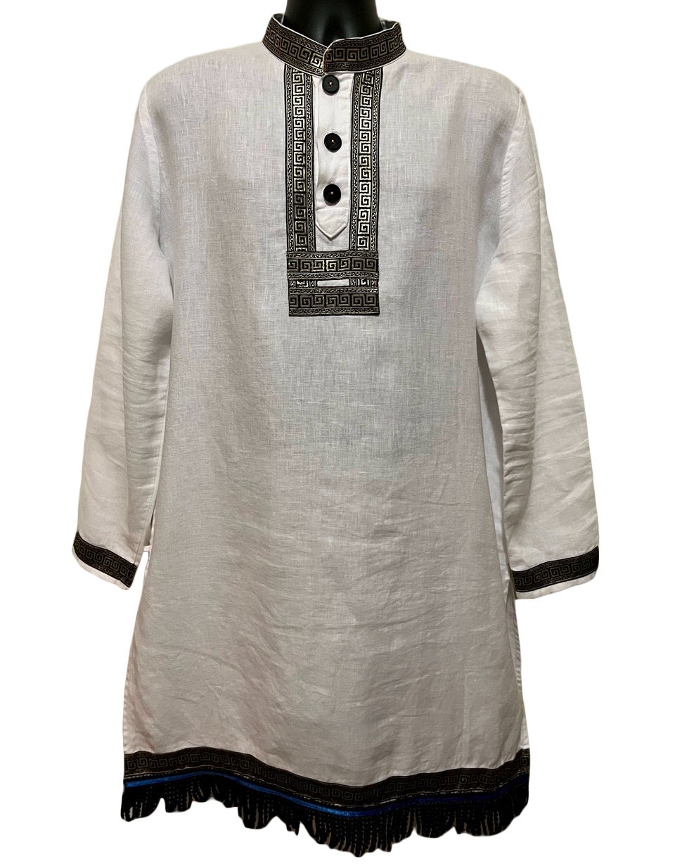 100% Linen Men's Tunic Top fringes: Optional - Etsy