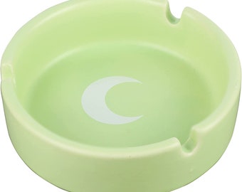 Posacenere Grande In Ceramica Lucida Brando Moon – Diametro 10,4 Cm, 3 Scomparti, Bianco, Elegante E Facile Da Pulire