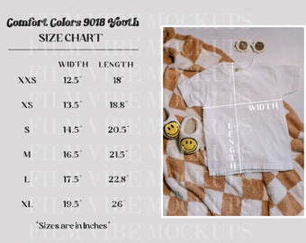 Comfort Colors 9018 Youth Sizing Chart Download, CC9018 Size Chart PNG, Comfort Colors Size Chart, Comfort Colors 9018 Size Chart in Inches