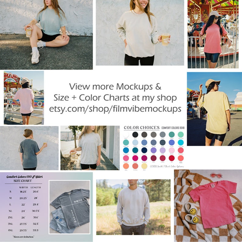 Editable Comfort Colors 9018 Color Chart, CC9018 Youth Tshirt Color