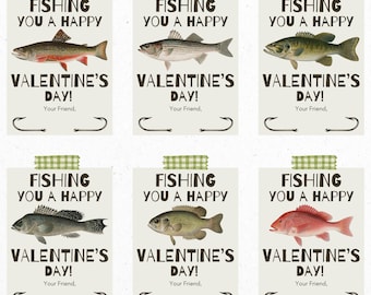 Fishing Valentines: Kids Printable Valentine's Day Cards (PDF)