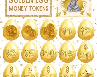 Golden Easter Egg Money Tokens & Bunny Bucks (Digital Download PDF)