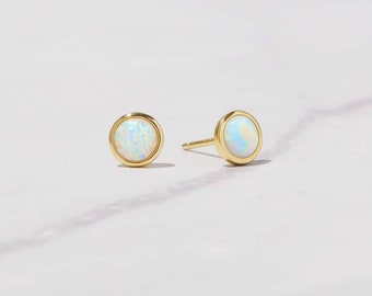 Opal Stud Earrings, Opal Earrings, Stud Earrings, Opal Studs, Opal Jewelry, October Birthstone, Opal, Gift for Her, Dainty Earrings