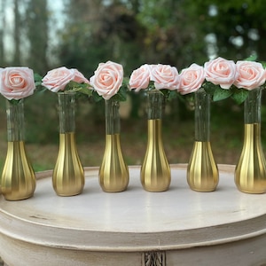 Gold Bud Vases, Set of 6, Gold Dipped Bud Vases, Gold Vases, Bud Vase, Wedding Centerpiece, Bridal Shower, Floral Centerpiece, Floral Decor image 3