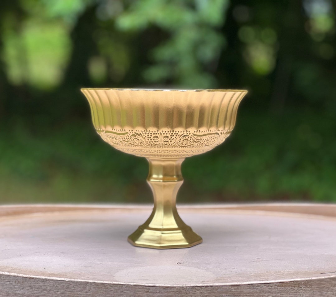 Gold Compote Bowl Gold Pedestal Vase Wedding Centerpiece Etsy