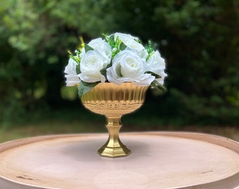 Gold Compote Bowl, Gold Compote Vase, Pedestal Vase, Wedding Centerpiece, Floral Centerpiece, Floral Decor, Wedding Decor, Table Decor