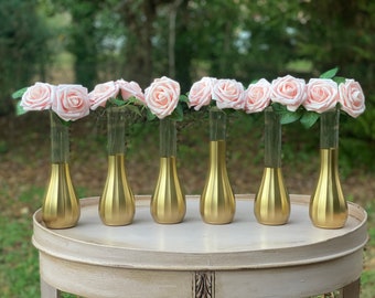 Gold Bud Vases, Set of 6, Gold Dipped Bud Vases, Gold Vases, Bud Vase, Wedding Centerpiece, Bridal Shower, Floral Centerpiece, Floral Decor