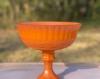 Burnt Orange Compote Bowl, Burnt Orange Pedestal Vase, Wedding Centerpiece, Floral Centerpiece, Floral Vase, Floral Decor, Compote Vase