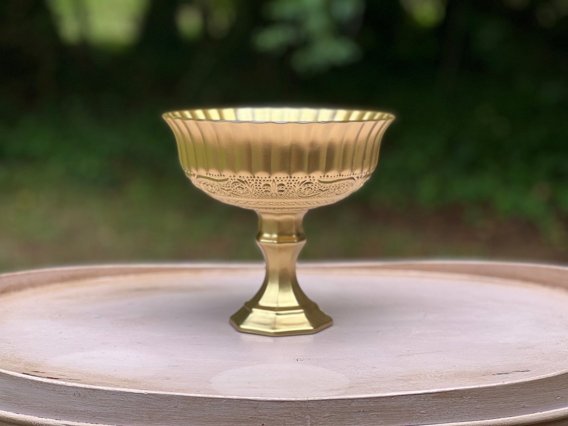 Gold Compote Bowl Gold Compote Vase Pedestal Vase Wedding - Etsy