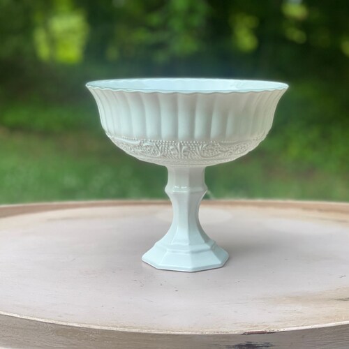 White Compote Bowl White Compote Vase Pedestal Vase Wedding Etsy