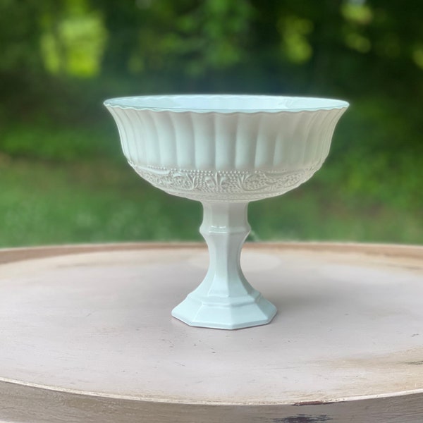 White Compote Bowl, White Compote Vase, Pedestal Vase, Wedding Centerpiece, Floral Centerpiece, Floral Decor, Wedding Decor, Bridal Shower