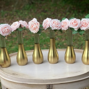 Gold Bud Vases, Set of 6, Gold Dipped Bud Vases, Gold Vases, Bud Vase, Wedding Centerpiece, Bridal Shower, Floral Centerpiece, Floral Decor image 5