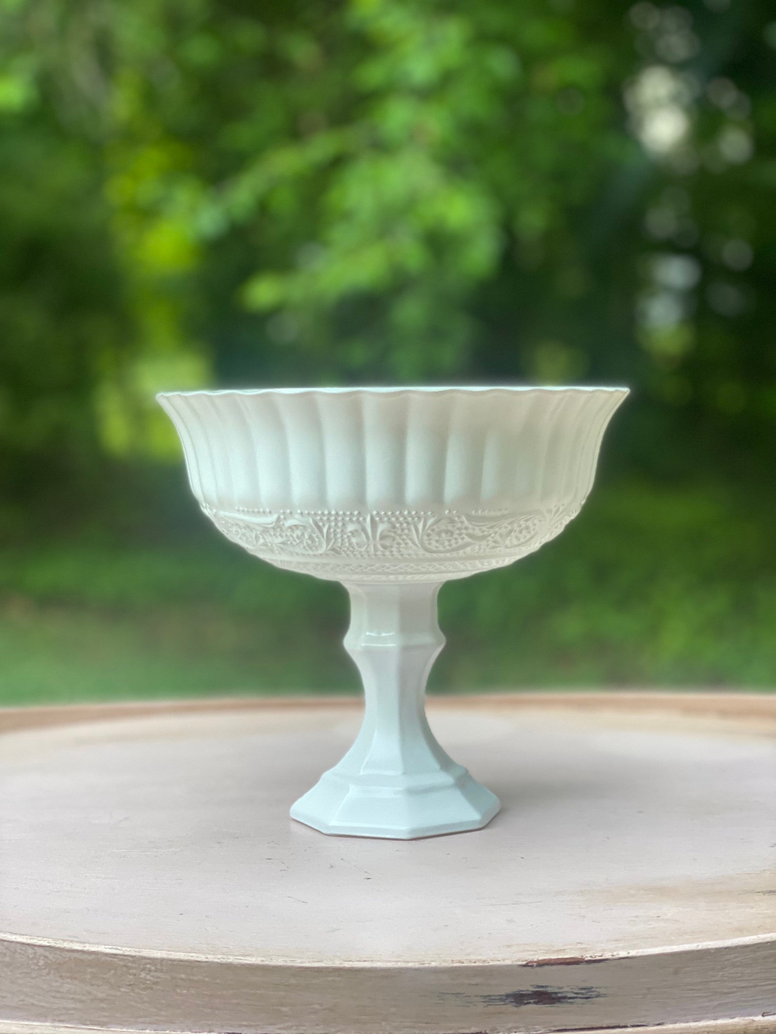 White Compote Bowl White Pedestal Vase Wedding Centerpiece Etsy